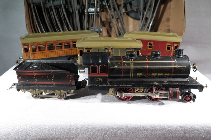 JEP ANCIEN TRAIN MECANIQUE WAGONS + RAILS JOUET LOCOMOTIVE J DE P PARIS